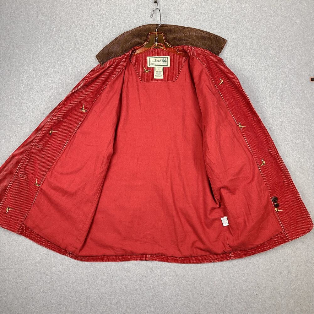 LL Bean Vintage Archive Red Corduroy Pheasant Barn Jacket Coat Women’s Medium - Picture 8 of 16